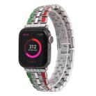 Five-beads Flag Style Steel Strap Watch Band For Apple Watch Series 9&8&7 41mm / SE 3&SE 2&6&SE&5&4 40mm / 3&2&1 38mm(Red Green Silver) - 1