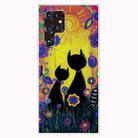 For Samaung Galaxy S22 Ultra 5G Painted Pattern Transparent TPU Phone Case(Oil Painting Black Cat) - 1