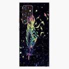 For Samaung Galaxy S22 Ultra 5G Painted Pattern Transparent TPU Phone Case(Colorful Feathers) - 1