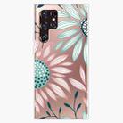 For Samaung Galaxy S22 Ultra 5G Painted Pattern High Transparent TPU Phone Case(Pink Green Flower) - 1