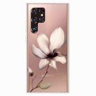 For Samaung Galaxy S22 Ultra 5G Painted Pattern High Transparent TPU Phone Case(Lotus) - 1