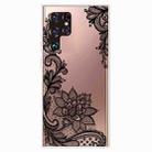 For Samaung Galaxy S22 Ultra 5G Painted Pattern High Transparent TPU Phone Case(Black Rose) - 1