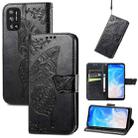 For DOOGEE N40 Pro Butterfly Love Flowers Embossed Horizontal Flip Leather Case with Holder & Card Slots & Wallet & Lanyard(Black) - 1