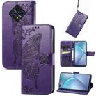 For Infinix Zero 8 Butterfly Love Flowers Embossed Horizontal Flip Leather Case with Holder & Card Slots & Wallet & Lanyard(Dark Purple) - 1