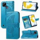 For OPPO Realme C21Y Butterfly Love Flowers Embossed Horizontal Flip Leather Case with Holder & Card Slots & Wallet & Lanyard(Blue) - 1