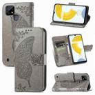 For OPPO Realme C21Y Butterfly Love Flowers Embossed Horizontal Flip Leather Case with Holder & Card Slots & Wallet & Lanyard(Grey) - 1