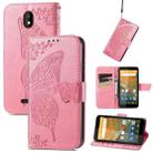 For Vodafone Smart E11 Butterfly Love Flowers Embossed Horizontal Flip Leather Case with Holder & Card Slots & Wallet & Lanyard(Pink) - 1