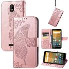 For Vodafone Smart E11 Butterfly Love Flowers Embossed Horizontal Flip Leather Case with Holder & Card Slots & Wallet & Lanyard(Rose Gold) - 1