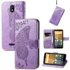 For Vodafone Smart E11 Butterfly Love Flowers Embossed Horizontal Flip Leather Case with Holder & Card Slots & Wallet & Lanyard(Light Purple) - 1