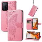 For Xiaomi Mi 11T / 11T Pro Butterfly Love Flowers Embossed Horizontal Flip Leather Case with Holder & Card Slots & Wallet & Lanyard(Pink) - 1