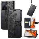 For Xiaomi Mi 11T / 11T Pro Butterfly Love Flowers Embossed Horizontal Flip Leather Case with Holder & Card Slots & Wallet & Lanyard(Black) - 1