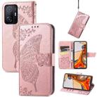 For Xiaomi Mi 11T / 11T Pro Butterfly Love Flowers Embossed Horizontal Flip Leather Case with Holder & Card Slots & Wallet & Lanyard(Rose Gold) - 1