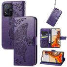 For Xiaomi Mi 11T / 11T Pro Butterfly Love Flowers Embossed Horizontal Flip Leather Case with Holder & Card Slots & Wallet & Lanyard(Dark Purple) - 1