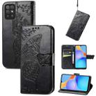 For Honor Play 5T Youth Butterfly Love Flowers Embossed Horizontal Flip Leather Case with Holder & Card Slots & Wallet & Lanyard(Black) - 1
