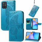 For Honor Play 5T Youth Butterfly Love Flowers Embossed Horizontal Flip Leather Case with Holder & Card Slots & Wallet & Lanyard(Blue) - 1