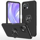 For Xiaomi Mi 11 Lite 5G PC + TPU Shockproof Magnetic Phone Case with Invisible Ring Holder(Black) - 1