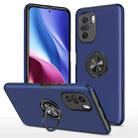 For Xiaomi Redmi K40 PC + TPU Shockproof Magnetic Phone Case with Invisible Ring Holder(Blue) - 1
