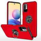 For Xiaomi Redmi Note 10 5G PC + TPU Shockproof Magnetic Phone Case with Invisible Ring Holder(Red) - 1