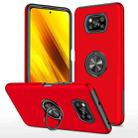 For Xiaomi Poco X3 / X3 NFC PC + TPU Shockproof Magnetic Phone Case with Invisible Ring Holder(Red) - 1