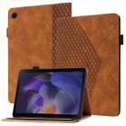 For Samsung Galaxy Tab A8 10.5 2021 X200/X205 Rhombus Skin Feel Horizontal Flip Tablet Leather Case with Card Slots & Holder(Brown) - 1