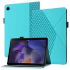 For Samsung Galaxy Tab A8 10.5 2021 X200/X205 Rhombus Skin Feel Horizontal Flip Tablet Leather Case with Card Slots & Holder(Lake Blue) - 1