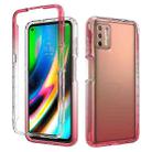 For Motorola Moto G9 Plus Shockproof High Transparency Two-color Gradual Change PC+TPU Candy Colors Phone Protective Case(Red) - 1