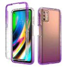 For Motorola Moto G9 Plus Shockproof High Transparency Two-color Gradual Change PC+TPU Candy Colors Phone Protective Case(Purple) - 1