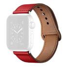Leather Watch Band For Apple Watch Ultra 49mm / Series 8&7 45mm / SE 2&6&SE&5&4 44mm / 3&2&1 42mm(Dark Red Stitch Pattern + Silver Buckle) - 1