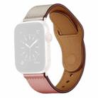 Leather Watch Band For Apple Watch Ultra 49mm / Series 8&7 45mm / SE 2&6&SE&5&4 44mm / 3&2&1 42mm(Pink Beige Stitch Pattern) - 1
