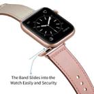 Leather Watch Band For Apple Watch Ultra 49mm / Series 8&7 45mm / SE 2&6&SE&5&4 44mm / 3&2&1 42mm(Pink Beige Stitch Pattern) - 5