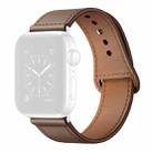 Leather Watch Band For Apple Watch Ultra 49mm / Series 8&7 45mm / SE 2&6&SE&5&4 44mm / 3&2&1 42mm(Brown Stitch Pattern + Silver Buckle) - 1
