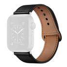 Leather Watch Band For Apple Watch Series 8&7 41mm / SE 2&6&SE&5&4 40mm / 3&2&1 38mm(Black + Black Buckle) - 1