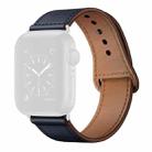 Leather Watch Band For Apple Watch Series 8&7 41mm / SE 2&6&SE&5&4 40mm / 3&2&1 38mm(Dark Blue Stitch Pattern + Black Buckle) - 1