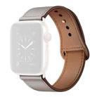 Leather Watch Band For Apple Watch Series 8&7 41mm / SE 2&6&SE&5&4 40mm / 3&2&1 38mm(Ivory + Champagne Gold) - 1