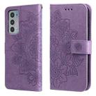 For Motorola Edge 20 7-petal Flowers Embossing Horizontal Flip Leather Phone Case with Holder & Card Slots(Light Purple) - 1