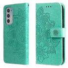 For Motorola Edge 20 7-petal Flowers Embossing Horizontal Flip Leather Phone Case with Holder & Card Slots(Green) - 1