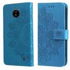 For Nokia C20 / C10 7-petal Flowers Embossing Horizontal Flip Leather Phone Case with Holder & Card Slots(Blue) - 1