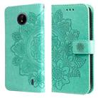 For Nokia C20 / C10 7-petal Flowers Embossing Horizontal Flip Leather Phone Case with Holder & Card Slots(Green) - 1