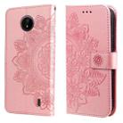 For Nokia C20 / C10 7-petal Flowers Embossing Horizontal Flip Leather Phone Case with Holder & Card Slots(Rose Gold) - 1