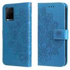 For vivo Y21 / Y21s / Y33s 7-petal Flowers Embossing Horizontal Flip Leather Phone Case with Holder & Card Slots(Blue) - 1