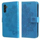 For Samsung Galaxy A13 5G 7-petal Flowers Embossing Horizontal Flip Leather Phone Case with Holder & Card Slots(Blue) - 1