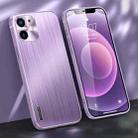 For iPhone 12 Brushed Texture Shockproof Phone Case(Light Purple) - 1