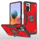 For Xiaomi Redmi Note10 Pro Magnetic Armor Shockproof Phone Case with Metal Ring Holder(Red) - 1