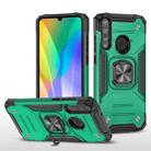 For Huawei Y6P Magnetic Armor Shockproof Phone Case with Metal Ring Holder(Dark Green) - 1