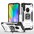 For Huawei Y6P Magnetic Armor Shockproof Phone Case with Metal Ring Holder(Silver) - 1