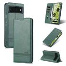 For Google Pixel 6 Pro AZNS Magnetic Calf Texture Horizontal Flip Phone Leather Case(Dark Green) - 1