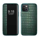 For iPhone 13 mini Crocodile Texture Windows View Horizontal Flip Leather Case (Green) - 1