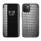 For iPhone 13 Crocodile Texture Windows View Horizontal Flip Leather Case(Silver) - 1