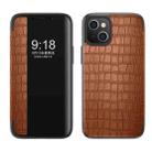 Crocodile Texture Windows View Horizontal Flip Leather Case For iPhone 13(Brown) - 1