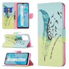 For vivo Y21 Colored Drawing Pattern Horizontal Flip Phone Leather Case with Holder & Card Slots & Wallet(Feather) - 1